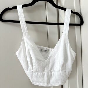 Abercrombie & fitch white linen crop top tank top